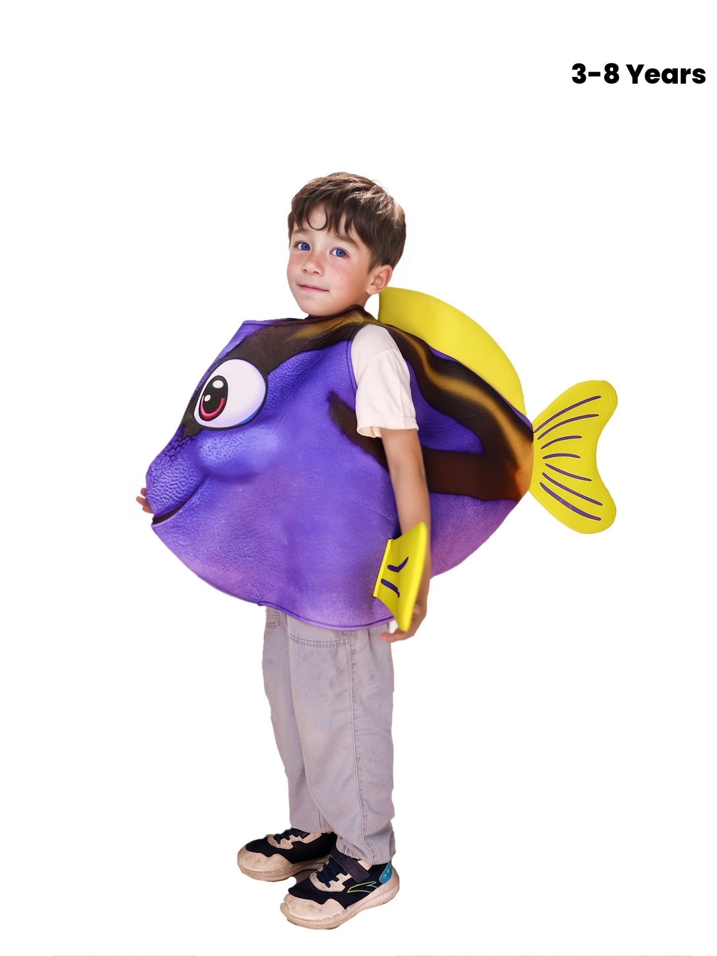 Fun Ocean Fish Sponge Suit for Kids, Unisex Themed Party Wear with 3D Flair, Flexible and Immersive Experience, Family Game Party Entertainment Outfit, Ends at the Top of the Neckline to the Bottom of the Hem