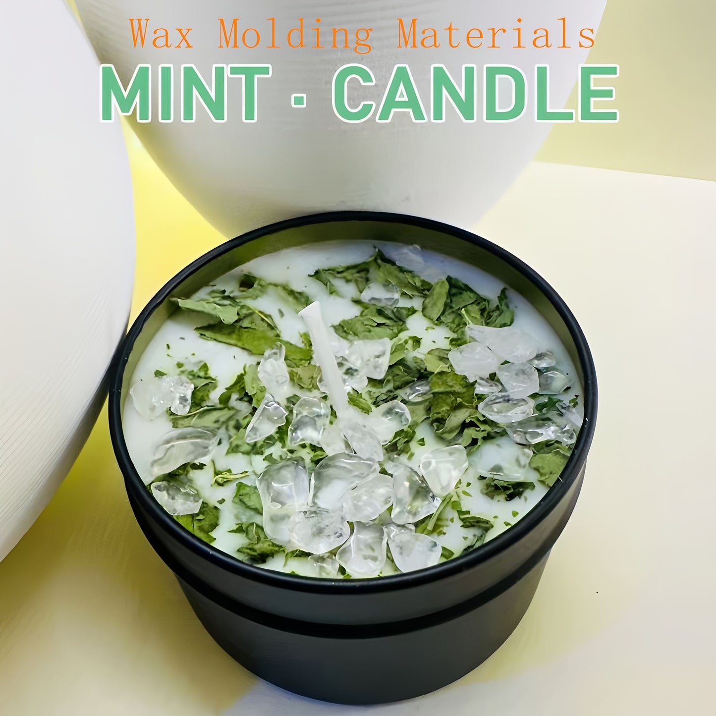 Soy Wax Mint Candles with White Stones & Fresh Mint Aroma - Long-Lasting Burn, 100g/3.52oz for Home Decor, Bedroom, Kitchen, Holiday Gifts, Soy Wax for Candle Making, Bedroom Aroma, Decorative Candle, Elegant Packaging, Decorative Accents, Durable Contai