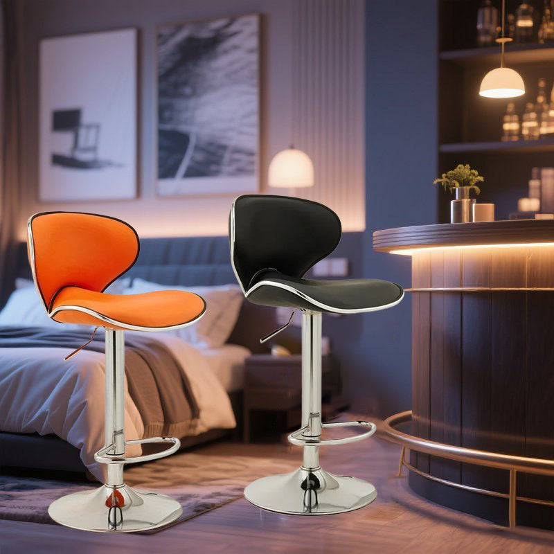 1pc Adjustable Height Bar Stool with 360° Swivel - Modern Metal Frame, Cushioned Seat & Backrest, Height-Adjustable Mechanism with Memory Settings, Space-Saving Contemporary Design for Kitchen, Home Bar, Office - Easy Assembly, Durable Metal Construction