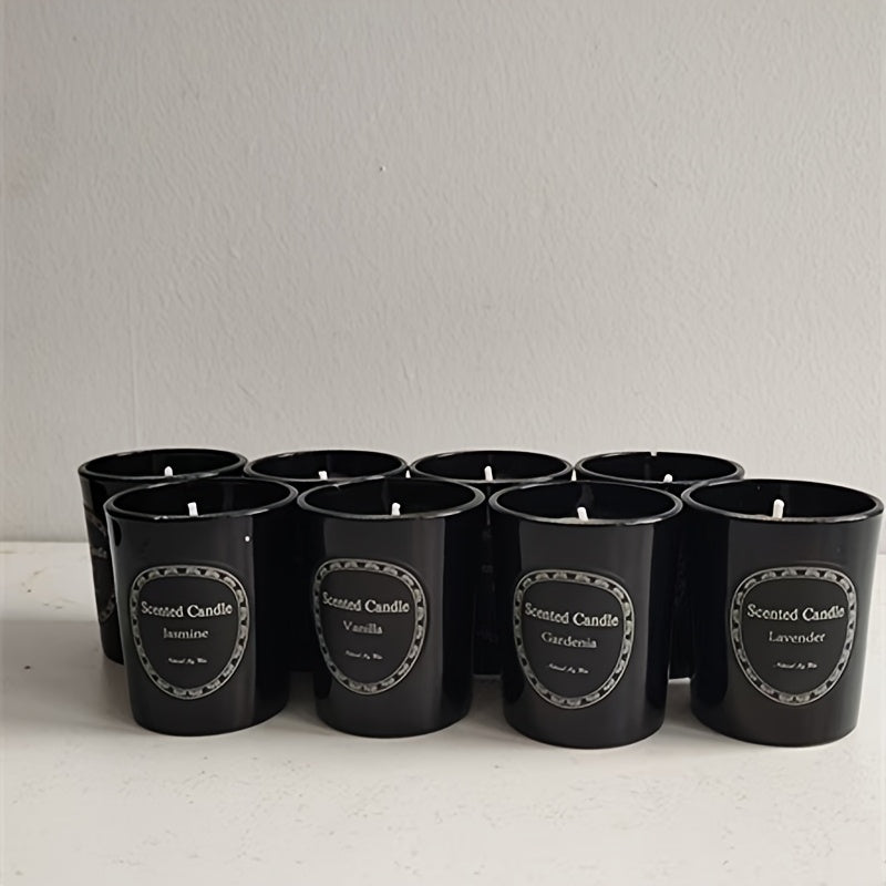 Candle Set, Soy Wax, 8 Scents, Lemon, Lavender, Rose, Vanilla, Jasmine, Mint, Gardenia, Rosemary, with Glass Bottle, for Indoor Use, for Christmas, Halloween, Easter, Valentine'S Day, Graduatio