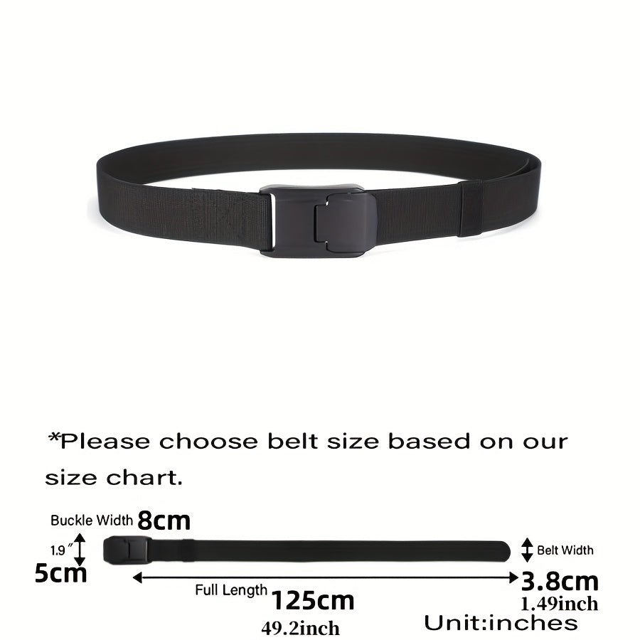 1pc Stretch Belt For Men And Women Hard Alloy Quick Release Buckle Strong Real Nylon Unisex Elastic Belt Overalls Work Belt, Ideal Choice For Gifts