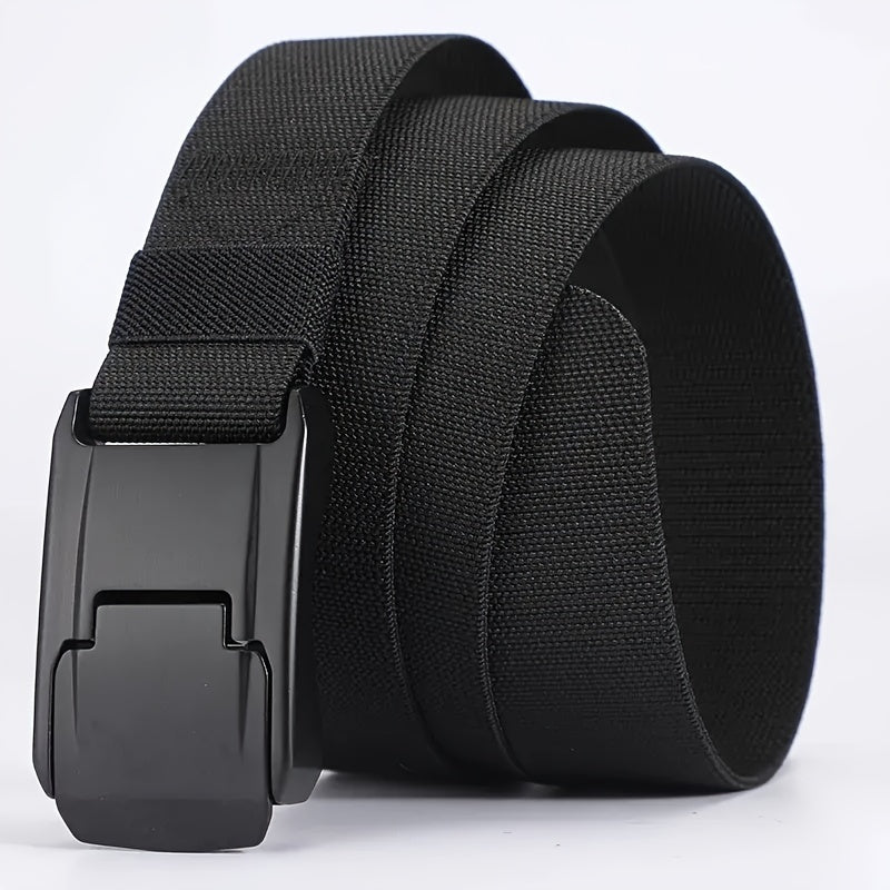 1pc Stretch Belt For Men And Women Hard Alloy Quick Release Buckle Strong Real Nylon Unisex Elastic Belt Overalls Work Belt, Ideal Choice For Gifts