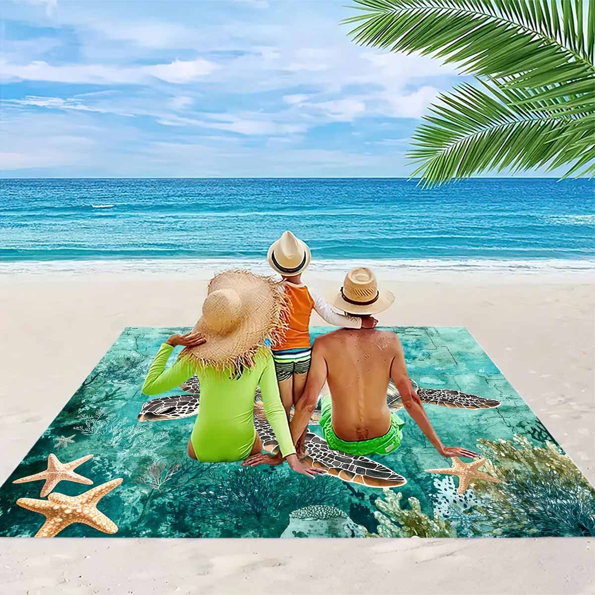 1pc Summer Marine Animals Sea Turtle Printed Beach Blanket, Oversized Beach Towel, Lightweight and Durable for Adults, Suitable for Travel, Camping, and Picnics