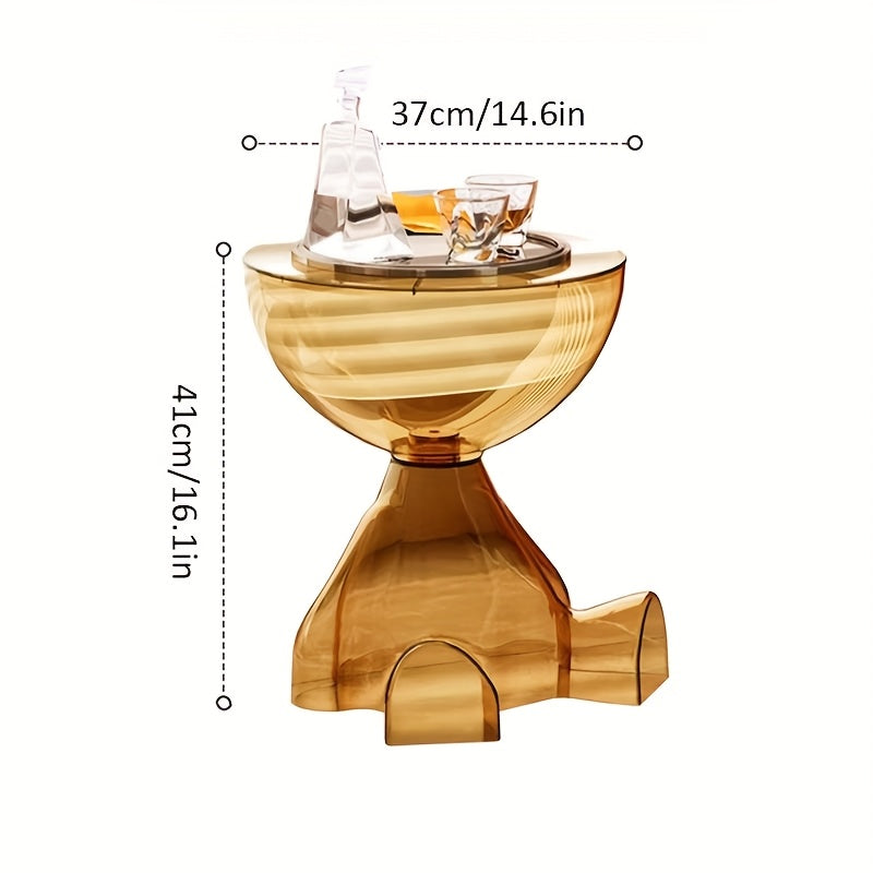 1pc Freestanding Small Creative Living Room Side Table, Transparent Acrylic Sofa End Table in Modern Minimalist European Style, Compact Bedside Cabinet with Multiple Functions for Coffee and Tea, Durable Plastic Material Suitable for the living room