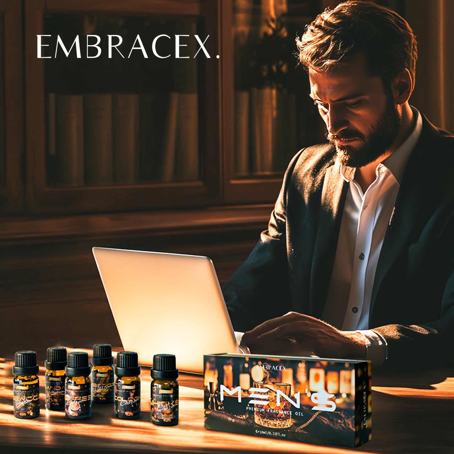 6pcs/1Set 0.33Fl.Oz Men'S Oil Set 6 High-Quality Essential Oils for Candle Making, Diffuser Alcohol Free Lasting Aroma Holiday Gift Father'S Day Gift for Men Gift Cologne, Tobacco, Whiskey, Bitter Coffee, Sandalwood, Ambergris