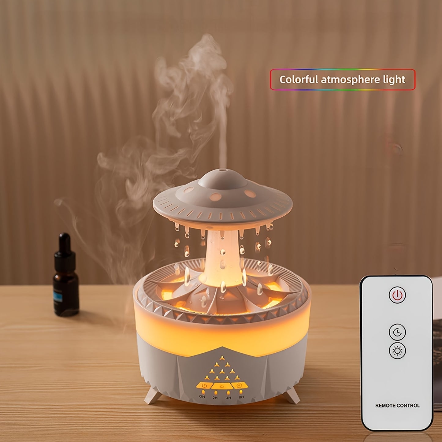 Large Capacity Smart Humidifier & Aromatherapy Diffuser with Remote Control, 300ml/h High-Pressure Mist, 110-220V, 10㎡ Coverage, Night Light, Essential Oil Compatible, White & Gray Design for Home & Office, Humidifier for Home, Office Humidity Solution,