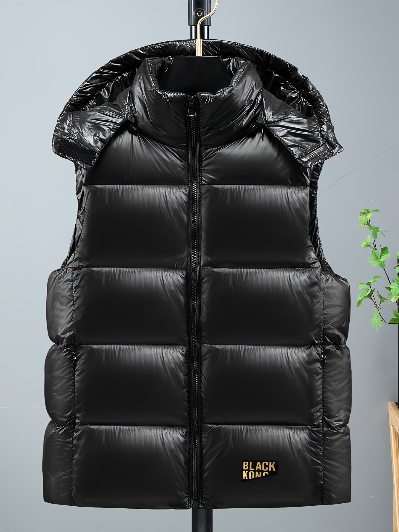 Men's & Women's Winter Jacket Vest with Hood - Full-Zip Coat, Golden-Tone Zipper & Black, Machine Washable - Unisex Cold Weather Outerwear for Skiing, Commuting, Activities (), Winter Clothes For Men, Winter Vest For Men, Winter Jackets For Men, Mens Win