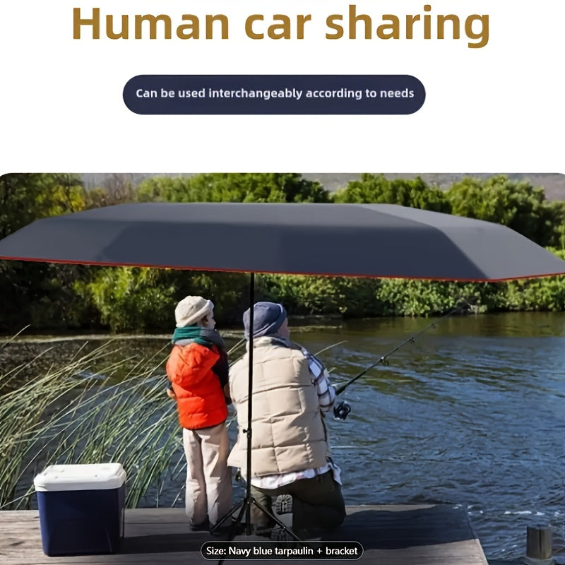 Semi-Automatic Car Roof Cover - Durable Fiberglass Material, Waterproof & Windproof, Warm and Rain-Resistant, Multi-Use Sunshade for All Vehicle Models, Fishing Umbrella