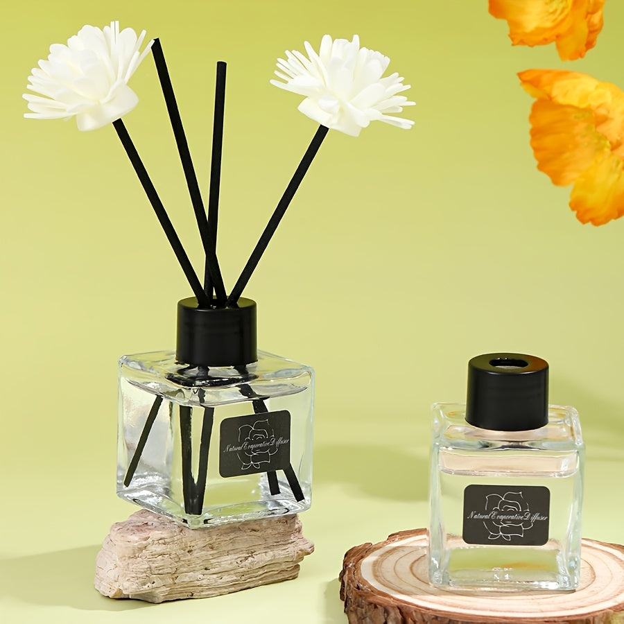2pcs Elegant Glass Air Freshener Diffusers with Reeds, Multiple Fragrance Options - Essential Oils & Aromatherapy, Transparent Design for Home & Office, Aromatherapy Diffusers | Elegant Glass Diffuser | Transparent Design, Air Freshener Diffuser
