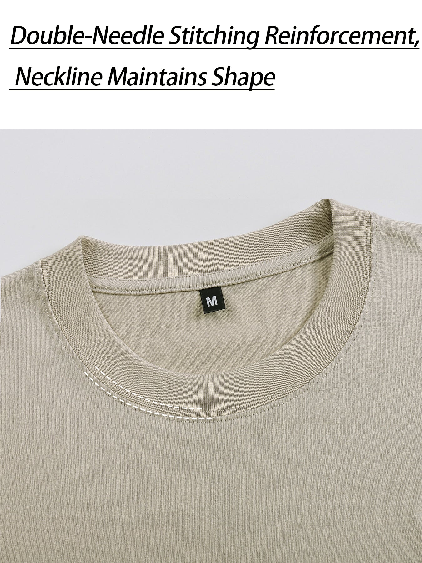 Men's 100% Cotton T-Shirt with Logo Print (-like Design) - White Short Sleeve Round Neck Casual Shirt, Beige Minimalist Branding Tee for Casual Attire, Machine Washable & All-Season Fit