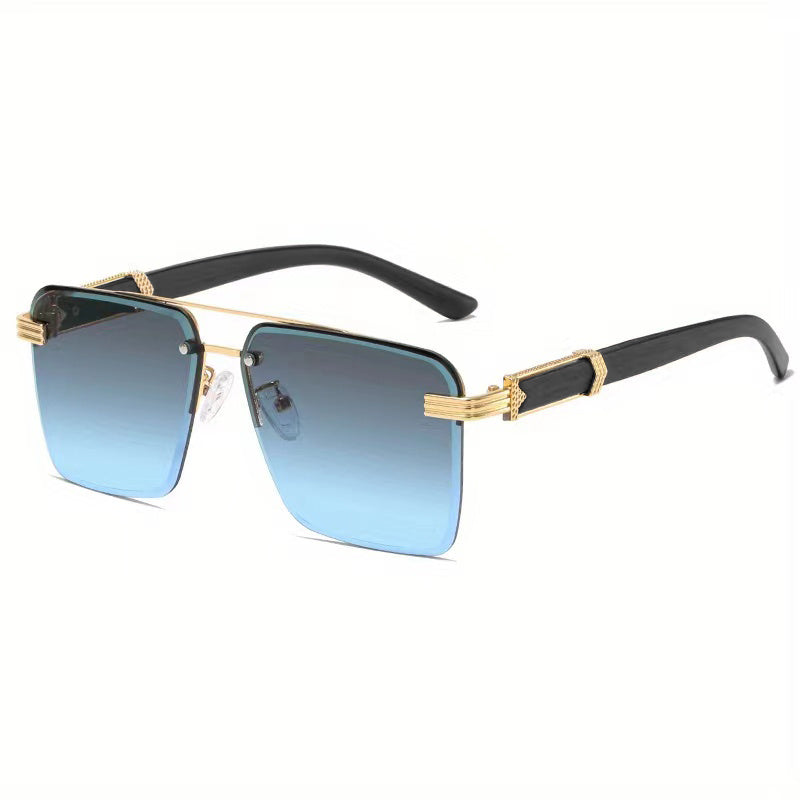 Square Lens Metal Frame Double Bridges Glasses, For Men Women Outdoor Party Vacation Travel Decors Photo Props, Ideal Choice For Gifts