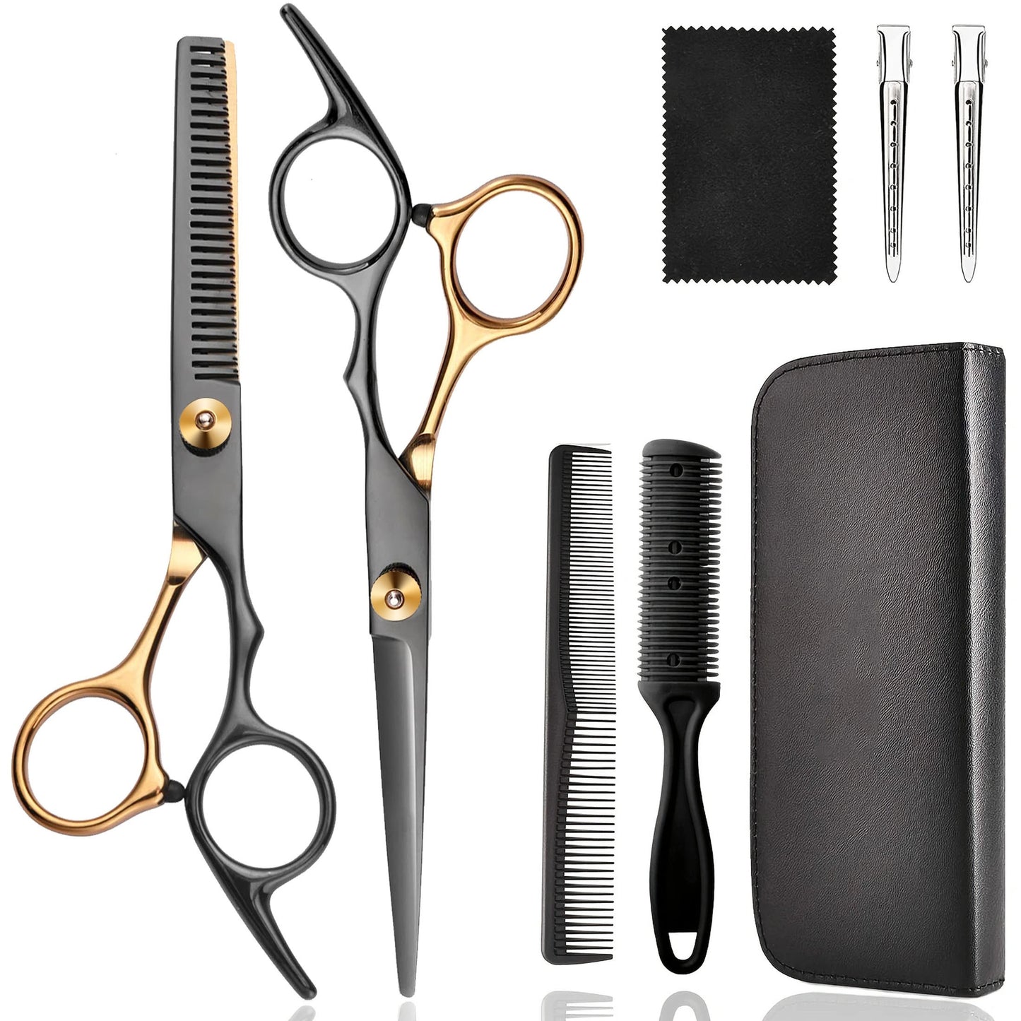 8 PCS Hair Cutting Scissors Kit, Professional Barber Shears Set With Hair Scissors Thinning Shears, Haircutting Sheers Hair Cut Blending Salon Scissor For Men Women Pet