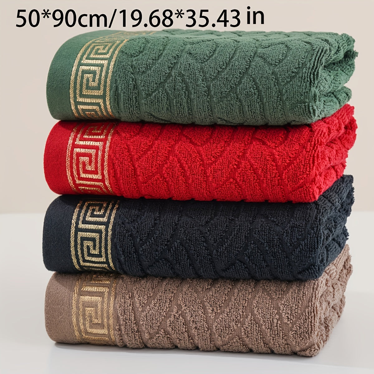 4pcs Pure Cotton Towels 50*90cm/19.68*35.43in Fabric Thick, Golden Thread Satin Jacquard Washcloth Absorbent and Soft European Middle East, Wash Cloths