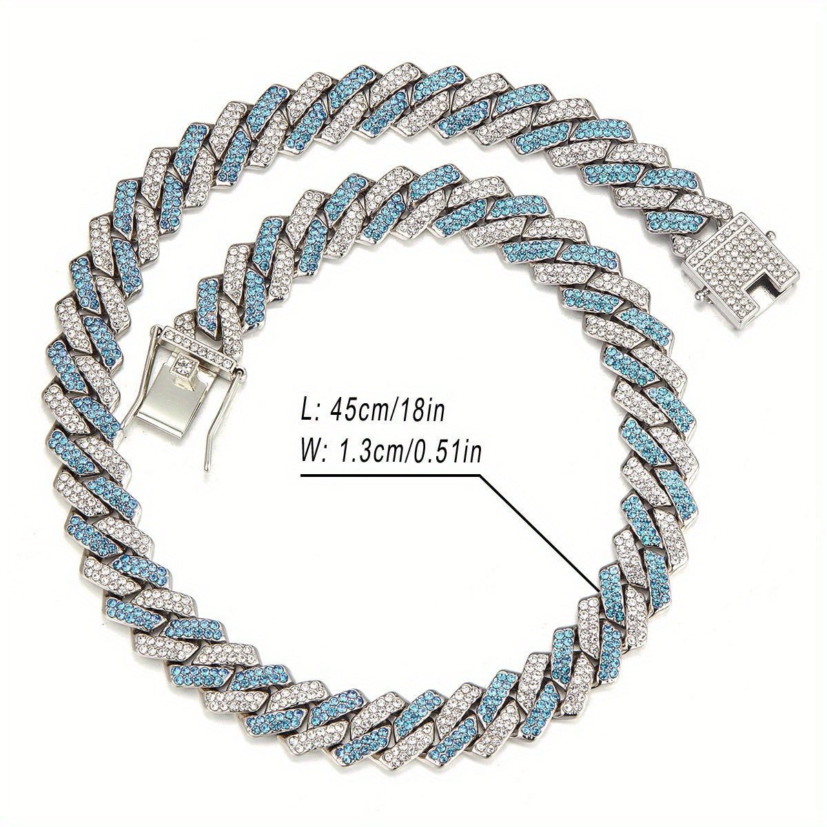 1pc 13.5MM Solid Iced Out Link Chain Necklace - Stylish Hip Hop Rapper Fashion Jewelry for Men - Durable, Hypoallergenic, and Nickel-Free