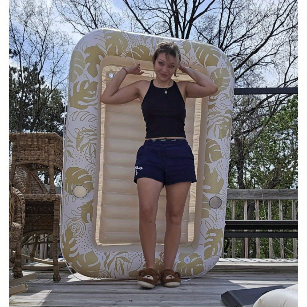 Rose Golden Large Inflatable Floating Lounger; 70 x 46 Inches (Approx. 177.8 x 116.8cm), Durable PE Summer Beach Party Pool Accessory, Suitable for Pools and Beaches, Heavy-Duty Water Float Chair, Adult Air Mattress, Perfect for All Holidays & Parties, F