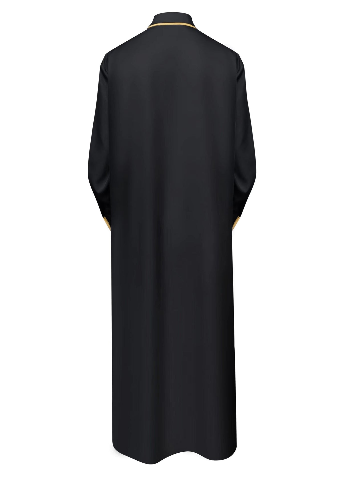Arab Men's Plus Size Black Robe Muslim Casual Embroidered Jubba Robe All-season Universal Thobe Jubba Thawb For Men, Men's Clothing, Plus Size