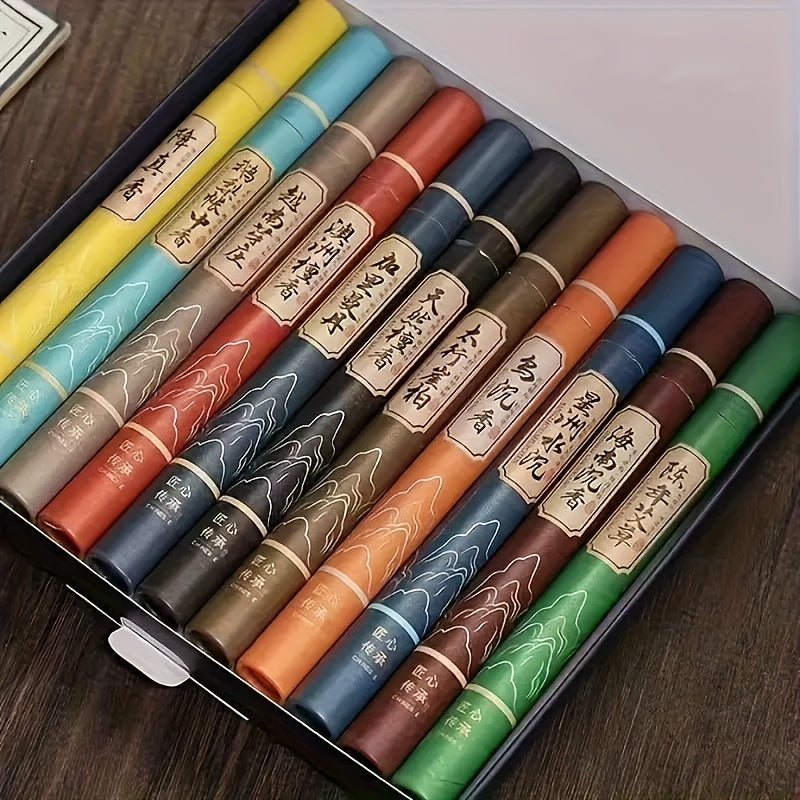 1 Box of 458 Sticks of 11 Flavors, Sandalwood Sticks, Agarwood Thread Incense, Natural Mugwort Fragrance for Household and Indoor Use, Incense Tray, Toilet Deodorization, Suitable for Home, Office, Yoga, and Air Purification