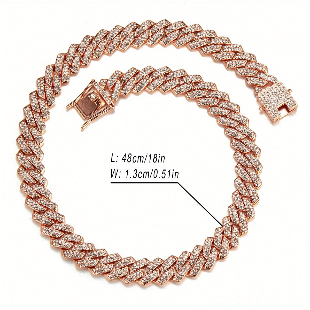 1pc 13.5MM Solid Iced Out Link Chain Necklace - Stylish Hip Hop Rapper Fashion Jewelry for Men - Durable, Hypoallergenic, and Nickel-Free