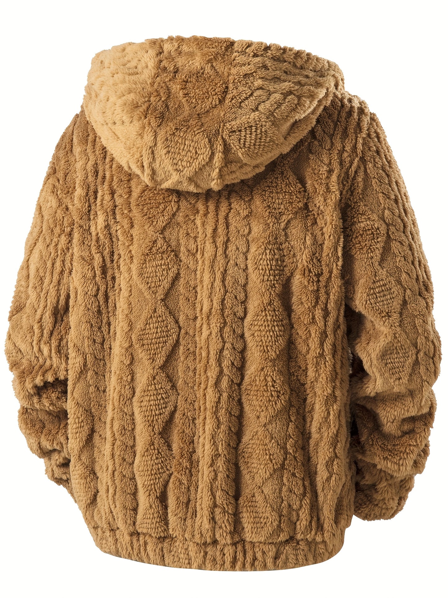 Men's Plush Fuzzy Jacket - All-Season Full-Zip Hooded Coat with Full-Zip Closure, Winter Jacket for Travel, Gym, Outdoor Activities - Machine Washable Casual Outerwear for Men () - Versatile Full-Zip Jacket for Everyday & Formal Events - Retro Style