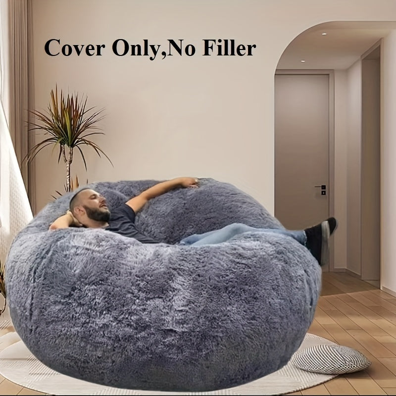1pc Soft Bean Bag Chair Cover (Cover Only, No Filler) For Adults Big Round Soft Bean Bag Cover, With Zipper Machine Washable Big Size Bean Bag Cover Living Room Home Decor (Cover Only, No Filler)