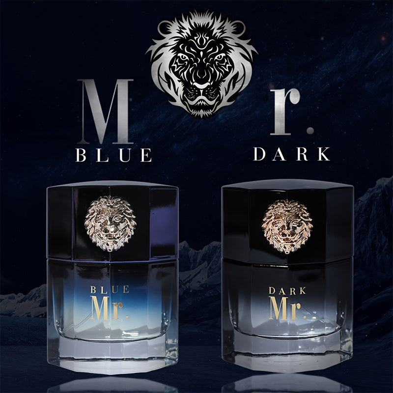 Mr. Blue Mr. Dark Men's Perfume Large Capacity 100ml Black Blue Spicy Fragrance Woody Fragrance Masculine Lion Gentleman Perfume Sports Casual Party Perfume Couple Dating Lover Perfume Birthday Holiday Anniversary Gift Perfume