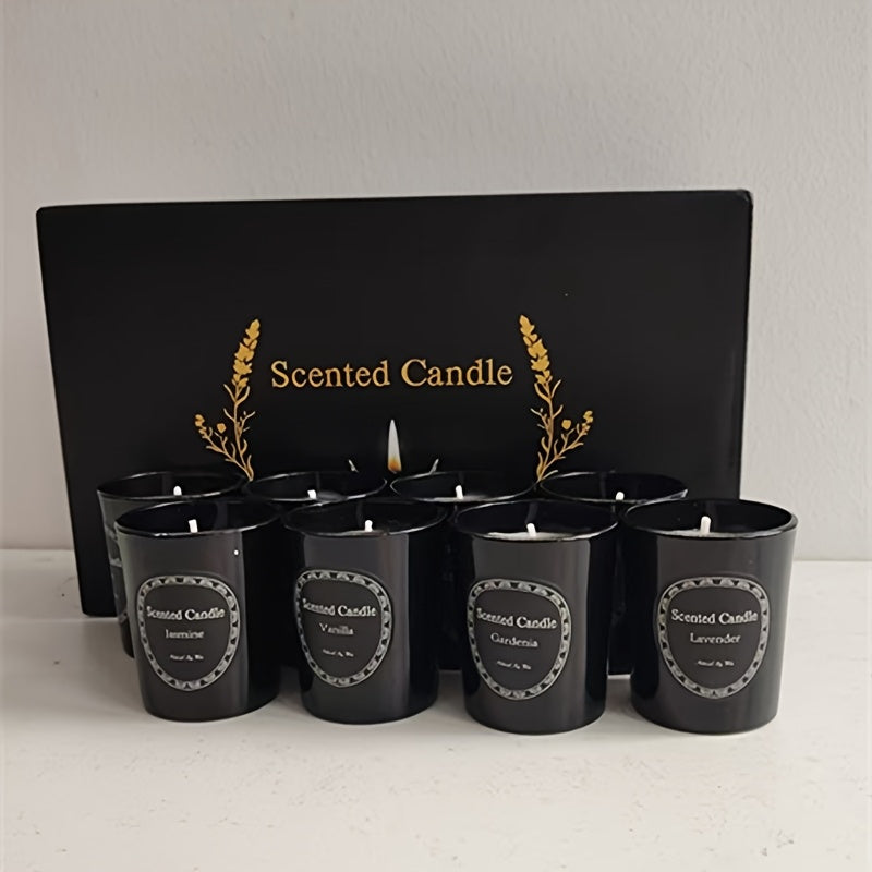 8-Pack Scented Candle Set, Rosemary, Rose, Lavender, Jasmine, Gardenia, Vanilla, Lemon, Mint, 8 Fragrances, Christmas Candles, Halloween Candles, Valentine's Day Candles, Holiday Candle Set, Mother's Day Candles