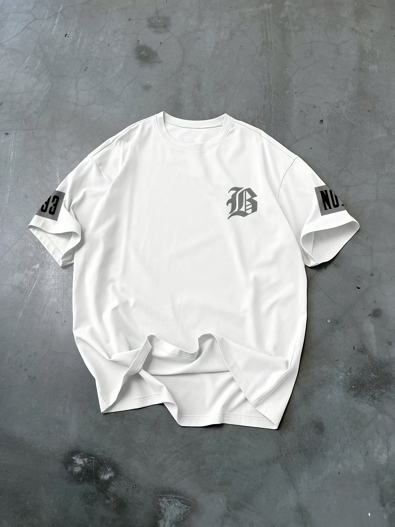 Men'S Casual Crew Neck Short Sleeve T-Shirt with Bold "B" Logo - Soft, Breathable Polyester, Slightly Stretchy, Perfect for Outdoor Activities & Gift Giving, Allseason Apparel|Bold Graphic Tee|Stretchy Fabric, Knit