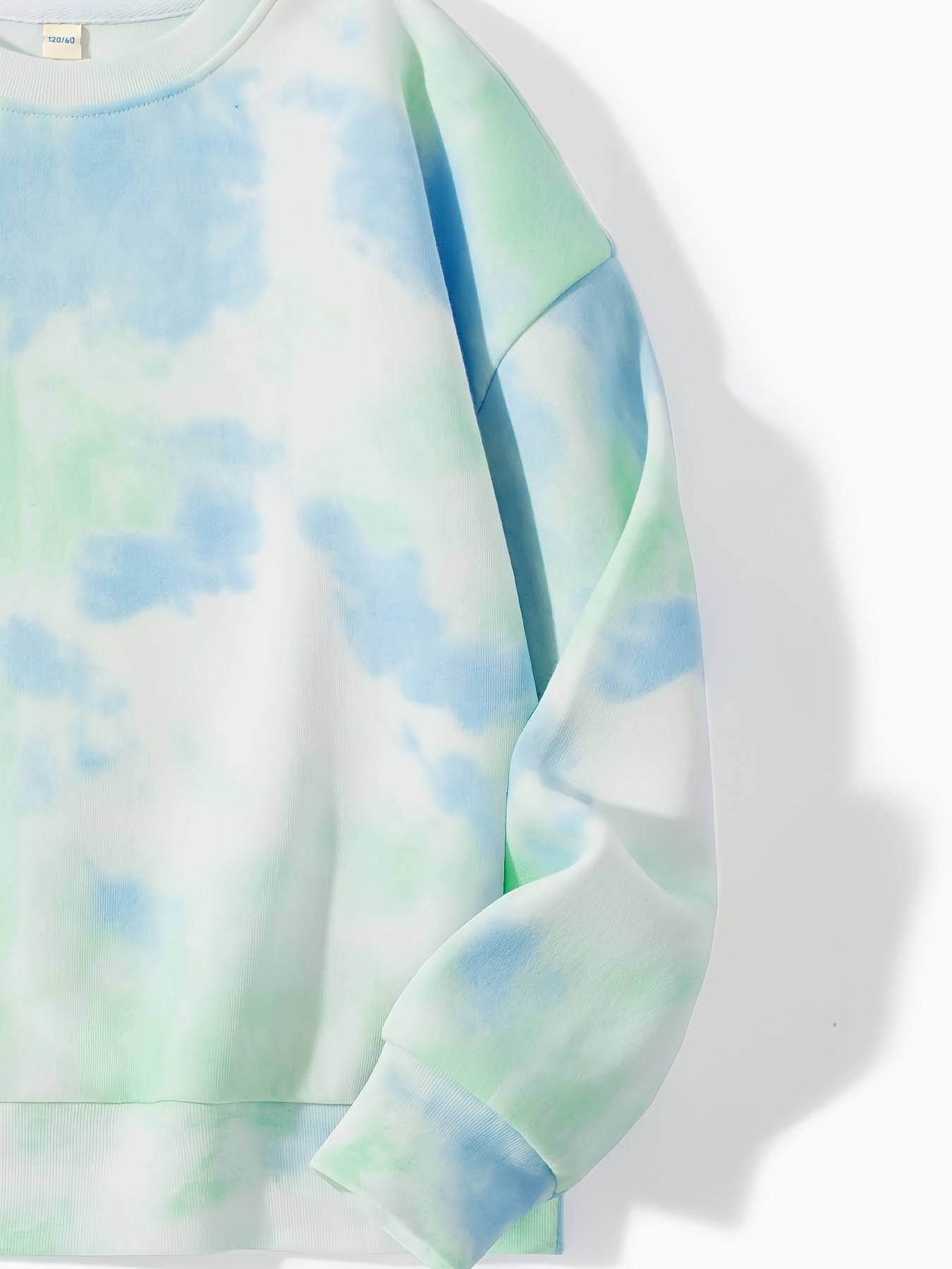 WonderKids Boys' Spring/Autumn Fashion Tie-Dye Round Neck Sweatshirt with Cartoon Bear Print, Perfect for Outdoor Casual and Sports Wear