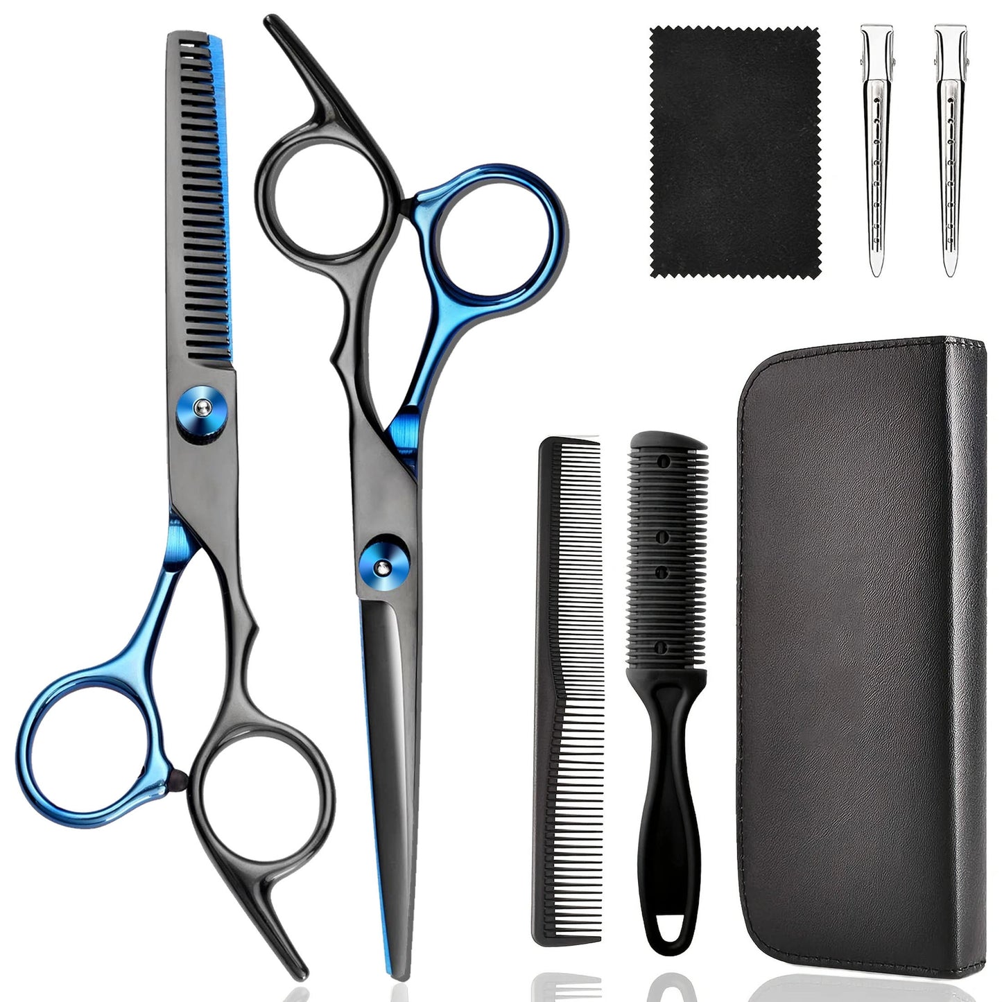 8 PCS Hair Cutting Scissors Kit, Professional Barber Shears Set With Hair Scissors Thinning Shears, Haircutting Sheers Hair Cut Blending Salon Scissor For Men Women Pet