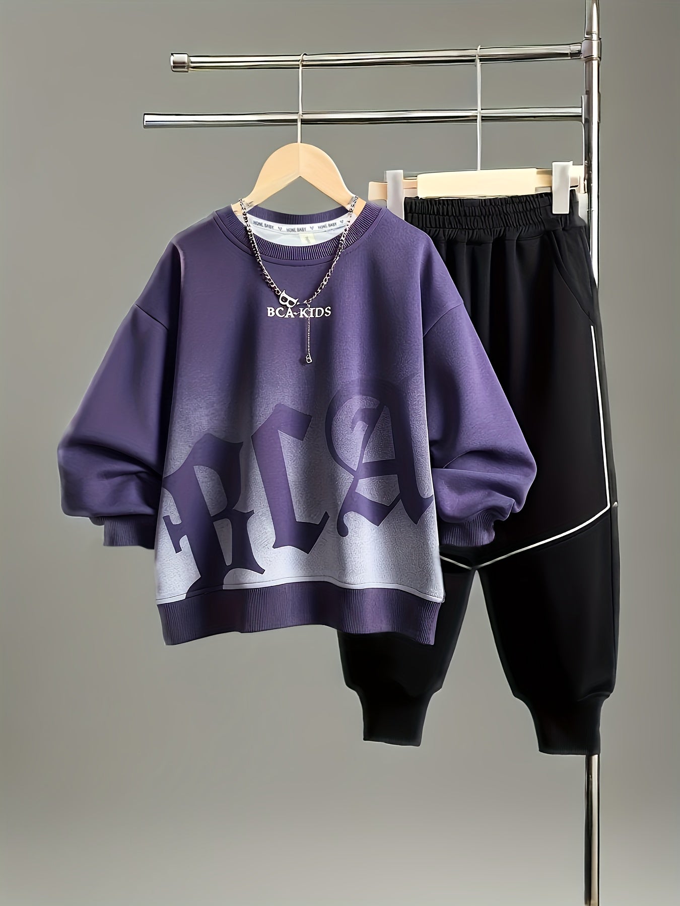 Boys, Medium And Children 2025 Winter New Trend Sweatshirt Casual Long Sleeve Pants Suit Fashion Two-Piece Set - Boys Pants Set - Boys Fashion Suit, for Outdoor