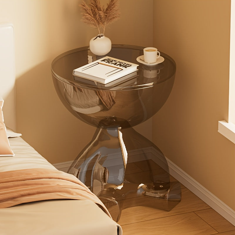 1pc Freestanding Small Creative Living Room Side Table, Transparent Acrylic Sofa End Table in Modern Minimalist European Style, Compact Bedside Cabinet with Multiple Functions for Coffee and Tea, Durable Plastic Material Suitable for the living room