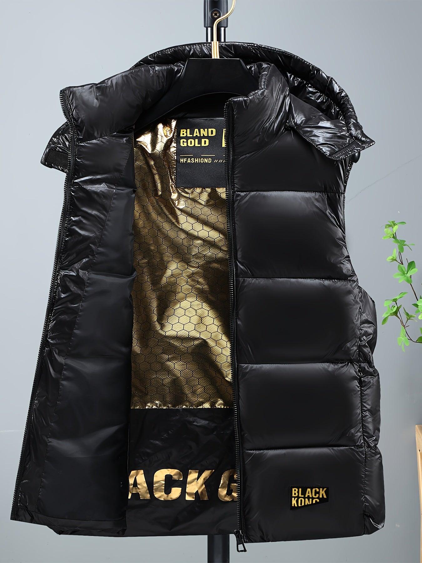 Men's & Women's Winter Jacket Vest with Hood - Full-Zip Coat, Golden-Tone Zipper & Black, Machine Washable - Unisex Cold Weather Outerwear for Skiing, Commuting, Activities (), Winter Clothes For Men, Winter Vest For Men, Winter Jackets For Men, Mens Win
