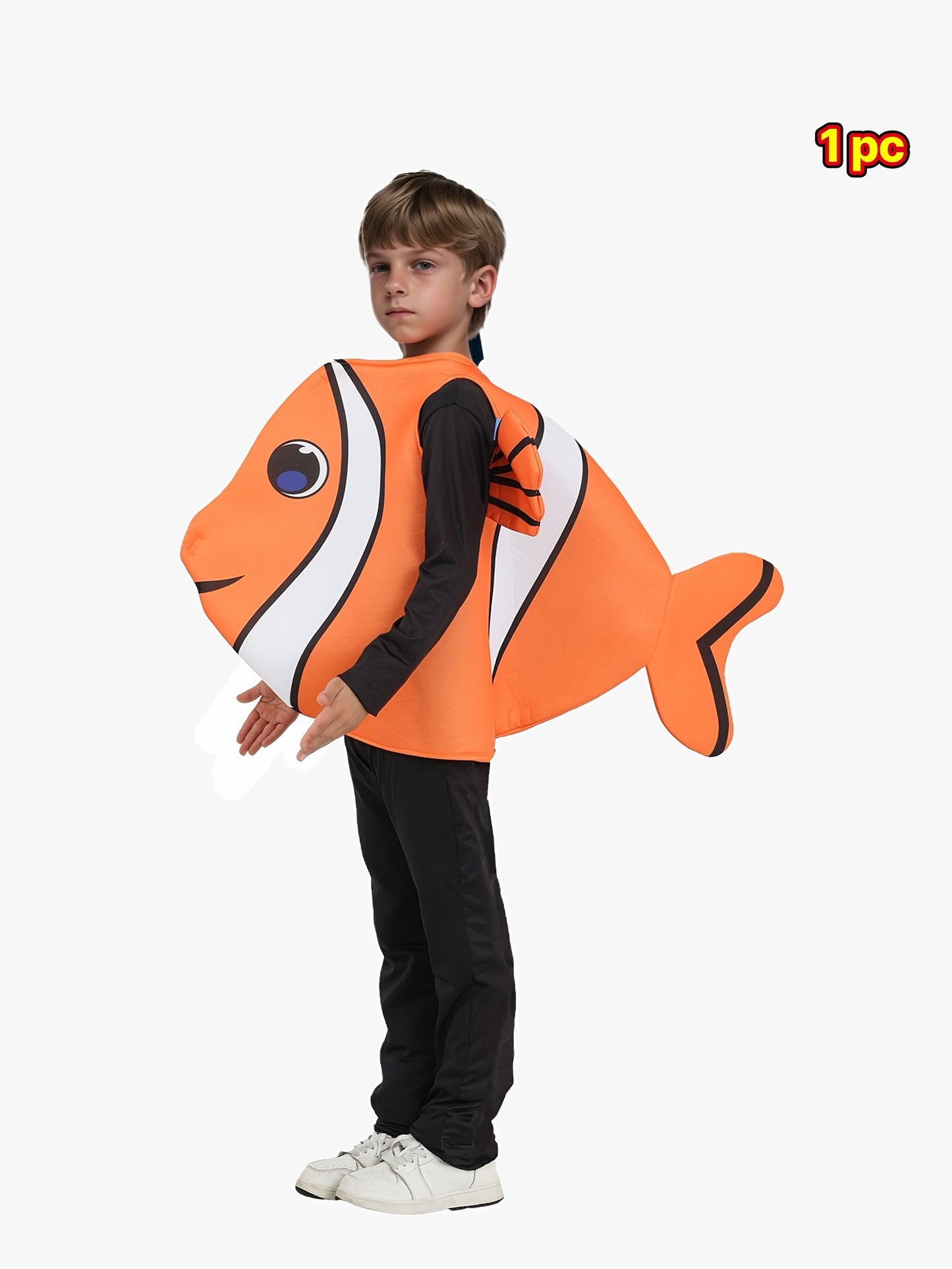 Orange Fish One-Piece Set Cute Birthday Party Outfit Unisex Suitable for Ages 7-12 Size Refers to the Distance from Top of Fin to Bottom