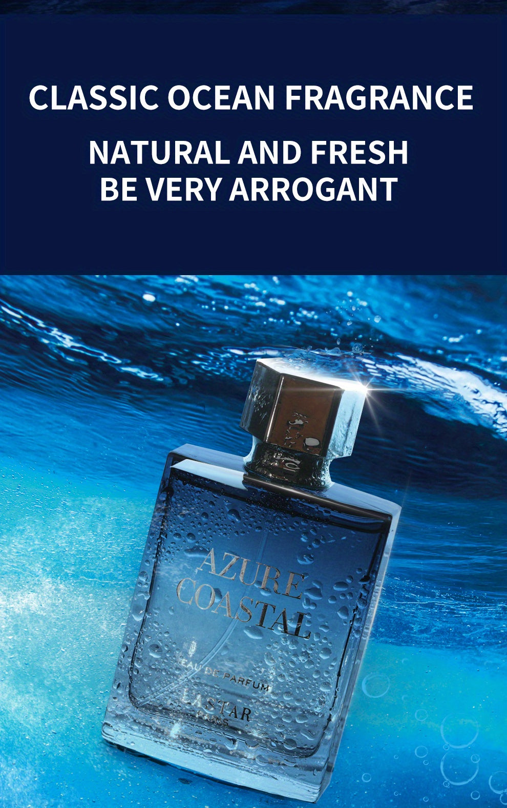 1pc Azure Coastal Cologne Perfume for Men - Long-Lasting, Durable, Gentlemanly Romance Scent with Fresh Aquatic Notes - 50ml/1.7fl.oz