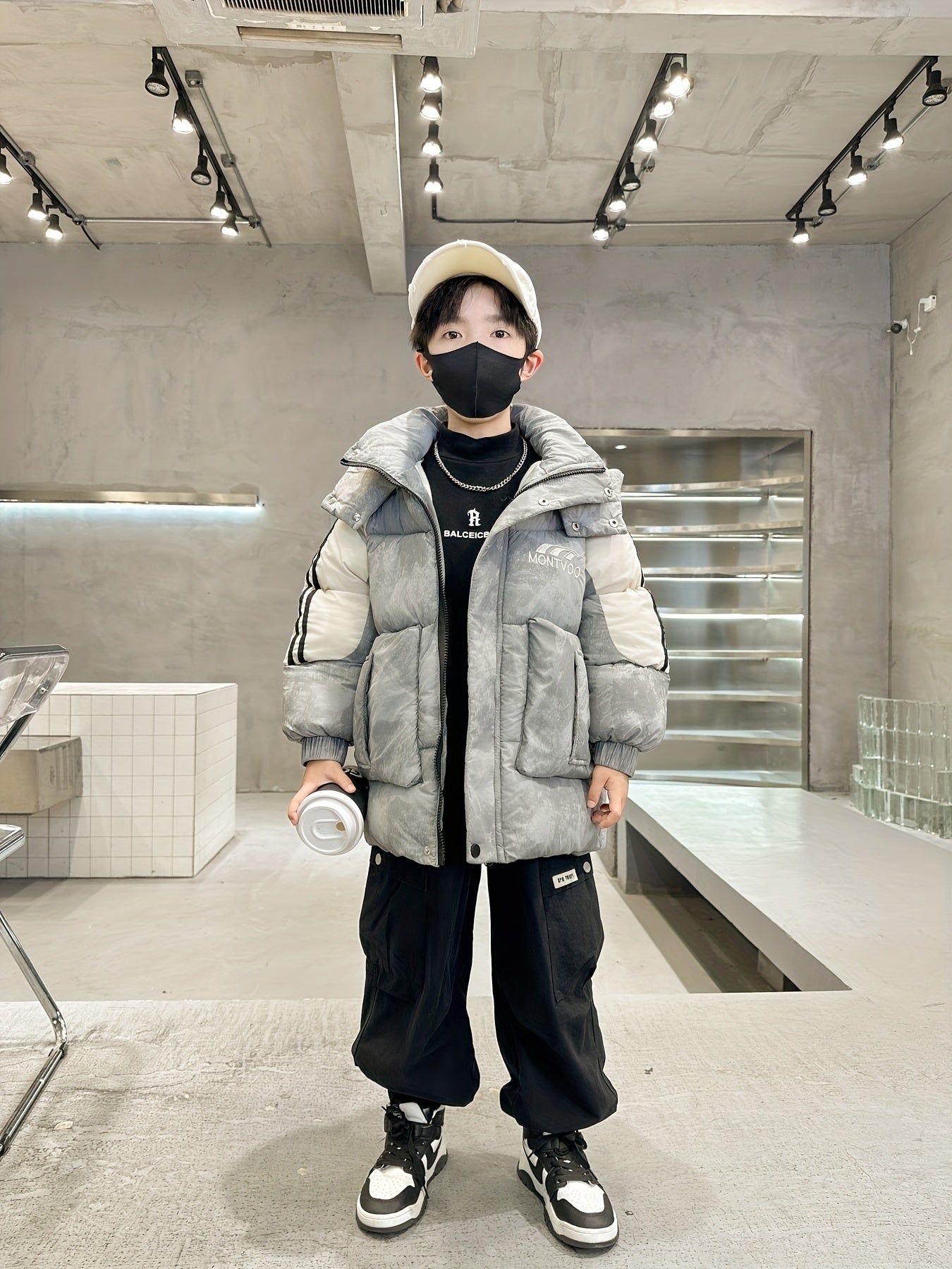 ' Winter Hooded Jacket with Detachable Hood & Full-Zip Closure - Windproof Coat, Maroon Red/White Colorblock, Golden-Tone Zippers, Warm -Filled Outerwear, & Cold Weather (Hand Washable) -, Winter Coat, Winter Coats For Teenagers, Winter Jacket, Winter Sn