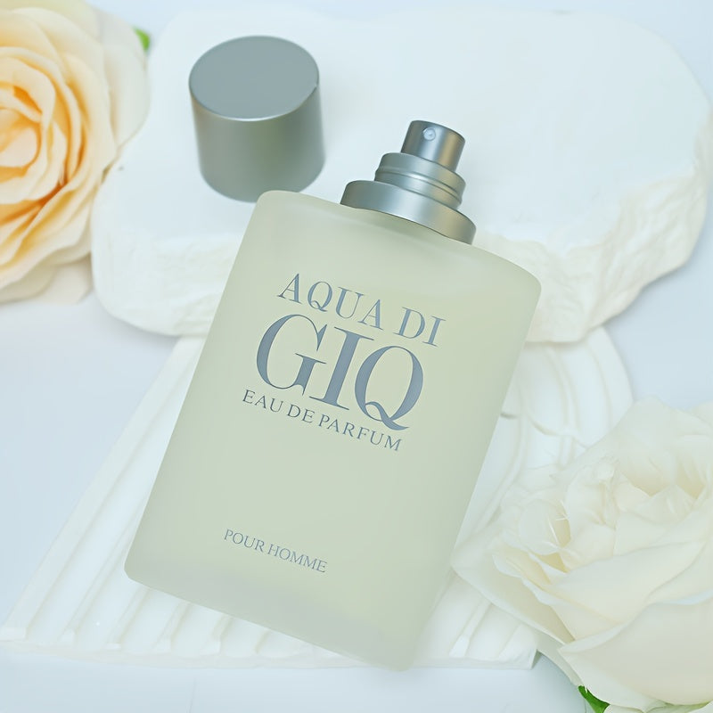 3.38fl.oz Sellion GIQ Men's Eau de Parfum - Aquatic Fresh Scent, Long-Lasting Formaldehyde-Free Fragrance for Daily Office, Travel & Gifts, Car Perfume, Giftworthy Scent, Sleek Packaging, Clear Glass Bottle