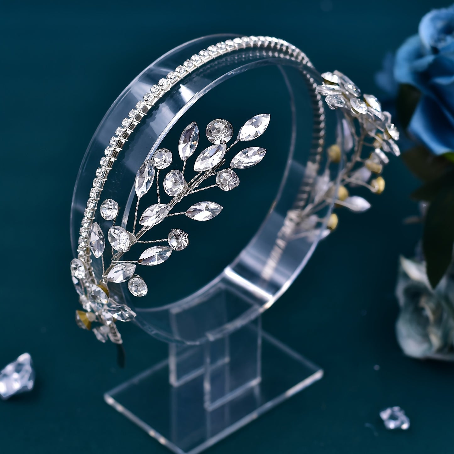 Single Elegant Rhinestone Bridal Headband for Women - Sparkling Wedding & Party Hair Accessory with Intricate Floral Design, Perfect for Weddings, Banquets, and Formal Events, Wedding Accessories, Banquet Headwear, Sophisticated Headband, Rhinestone Embe