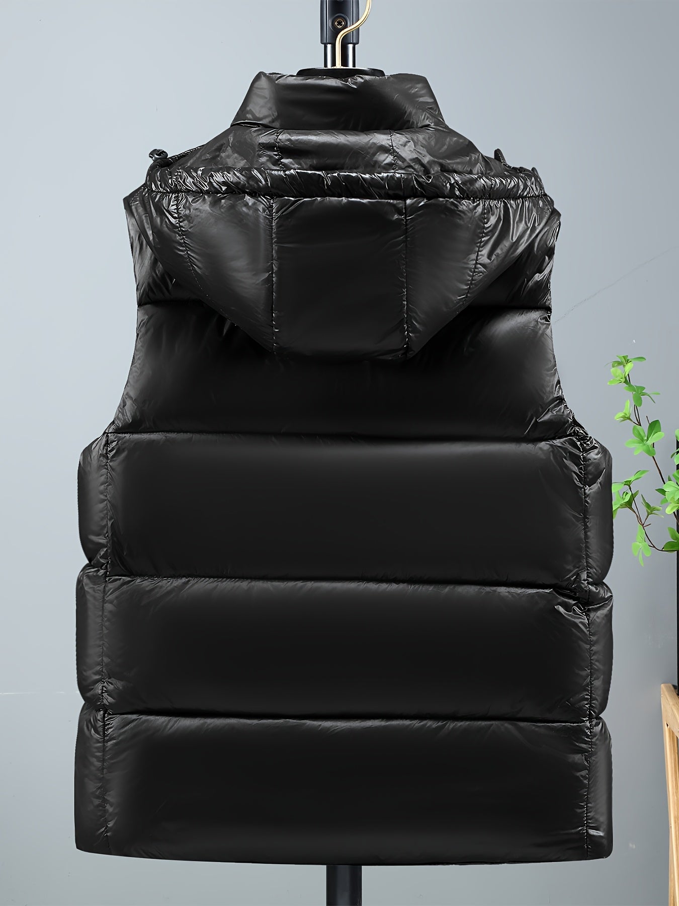 Men's & Women's Winter Jacket Vest with Hood - Full-Zip Coat, Golden-Tone Zipper & Black, Machine Washable - Unisex Cold Weather Outerwear for Skiing, Commuting, Activities (), Winter Clothes For Men, Winter Vest For Men, Winter Jackets For Men, Mens Win