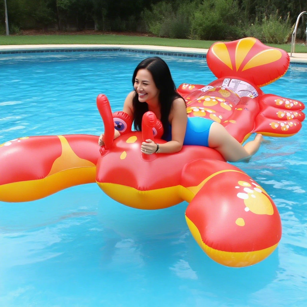 1pc Extra Large Lobster Inflatable Float - 84x54 Inches (213x137cm) Heavy-Duty PVC Pool, Beach & Seaside Ride-On with Lobster Design, Floating Bed/sofa Chair For Adults - Perfect For Summer Water Parties, Pool Floats, Beach Float, Playful Design