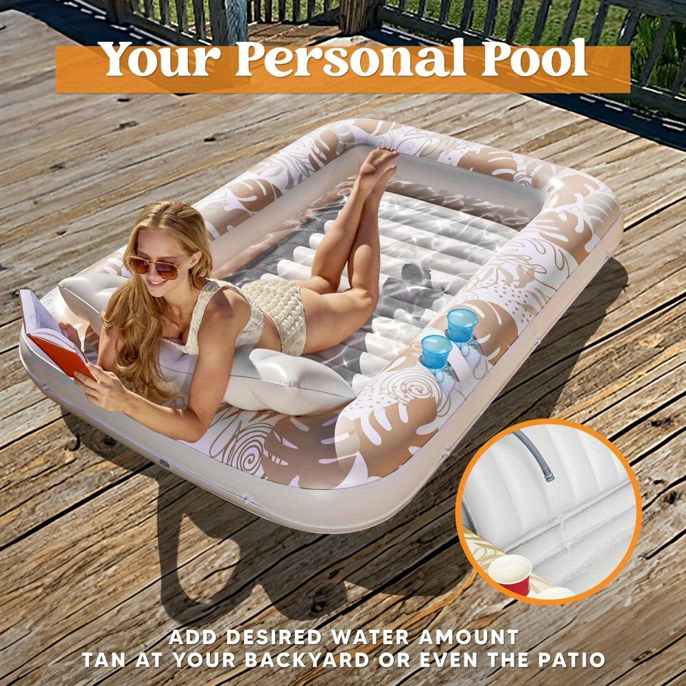 Rose Golden Large Inflatable Floating Lounger; 70 x 46 Inches (Approx. 177.8 x 116.8cm), Durable PE Summer Beach Party Pool Accessory, Suitable for Pools and Beaches, Heavy-Duty Water Float Chair, Adult Air Mattress, Perfect for All Holidays & Parties, F