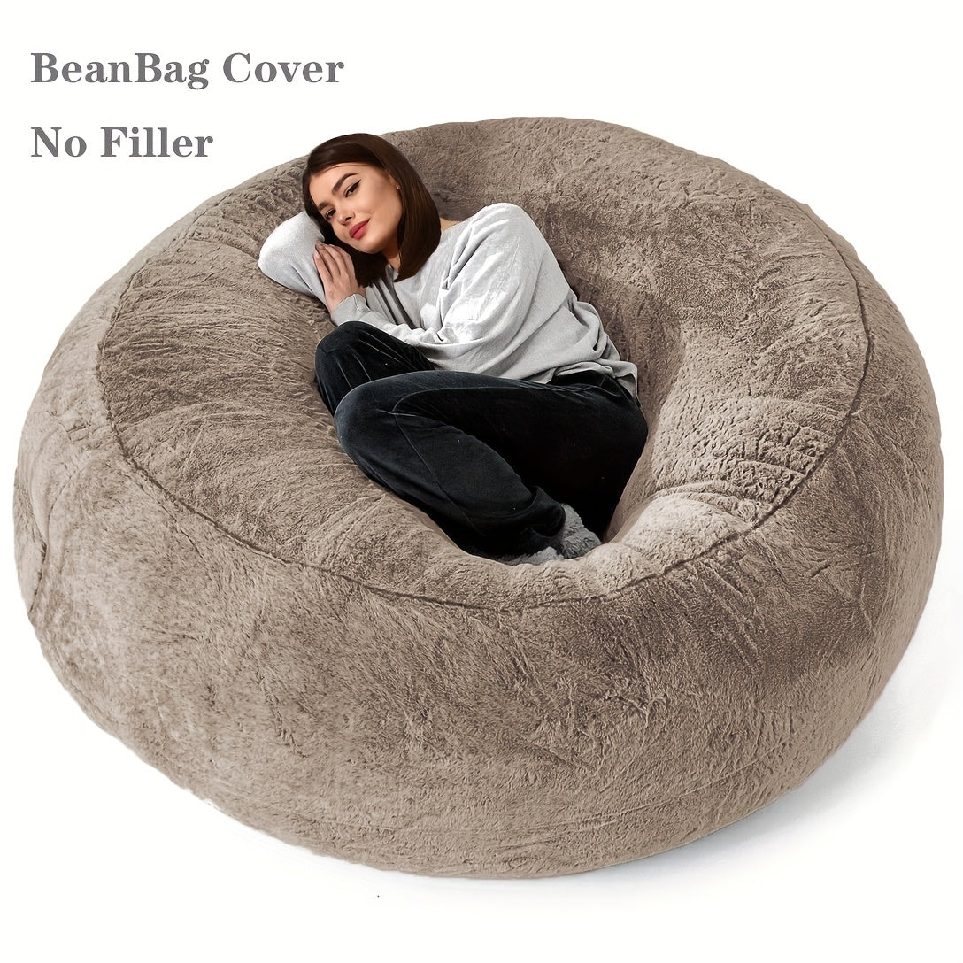 1pc Bean Bag Sofa Cover (NO Filling) Living Room Round Soft Comfortable Fluffy Bean Bag Chair Cover For Bedroom Office Home Decor (NO Filler)
