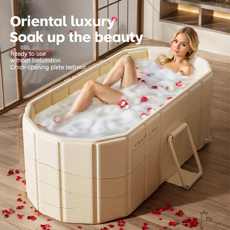 1pc Modern Beige Freestanding Bathtub - Spa-Like /Outdoor Hot Tub with Massage Jets-like Water Flow, No Installation/-Free Setup, Easy-Fill System & Portable Design for - Ideal Gift (/Beige)