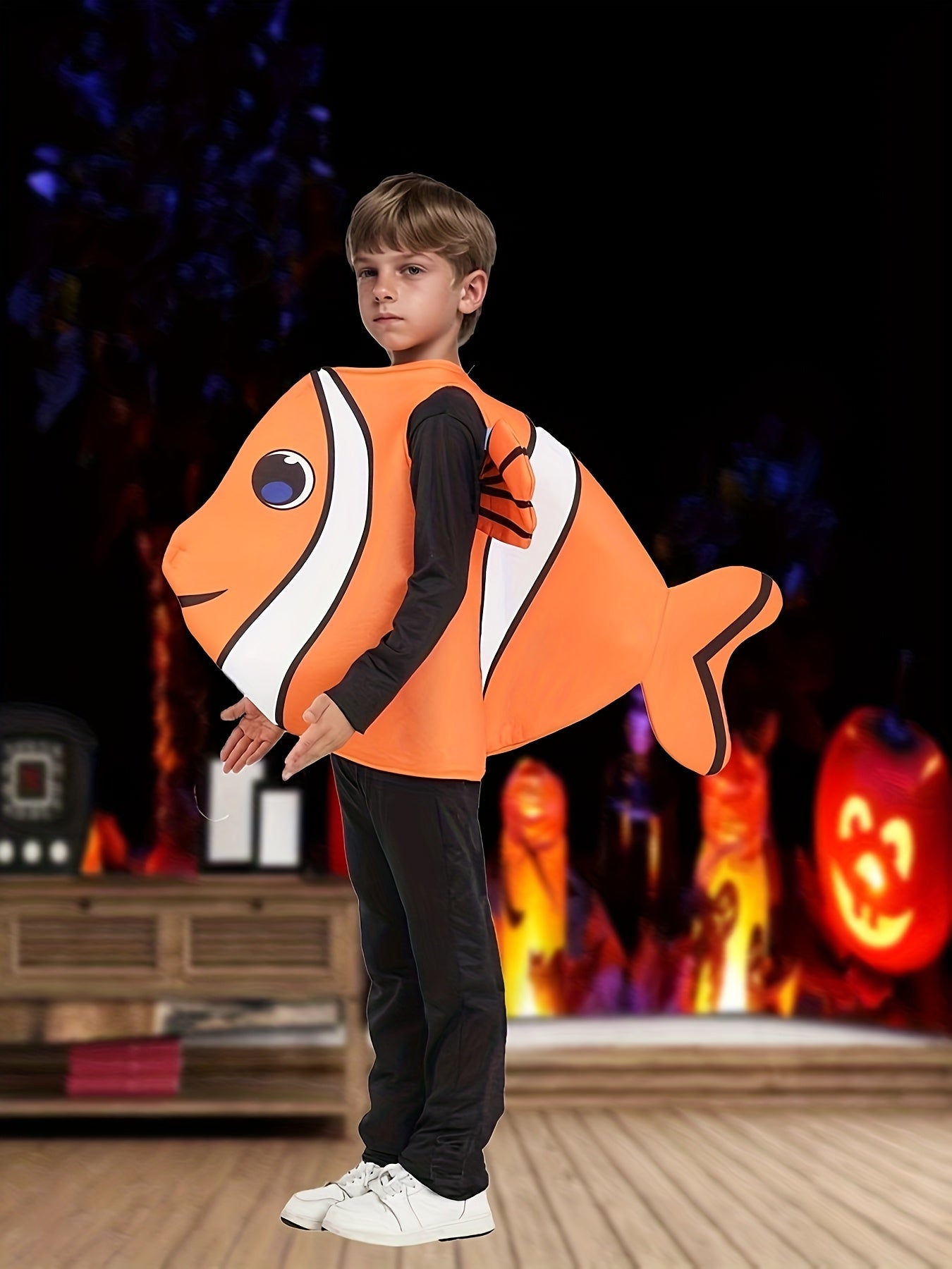 Orange Fish One-Piece Set Cute Birthday Party Outfit Unisex Suitable for Ages 7-12 Size Refers to the Distance from Top of Fin to Bottom