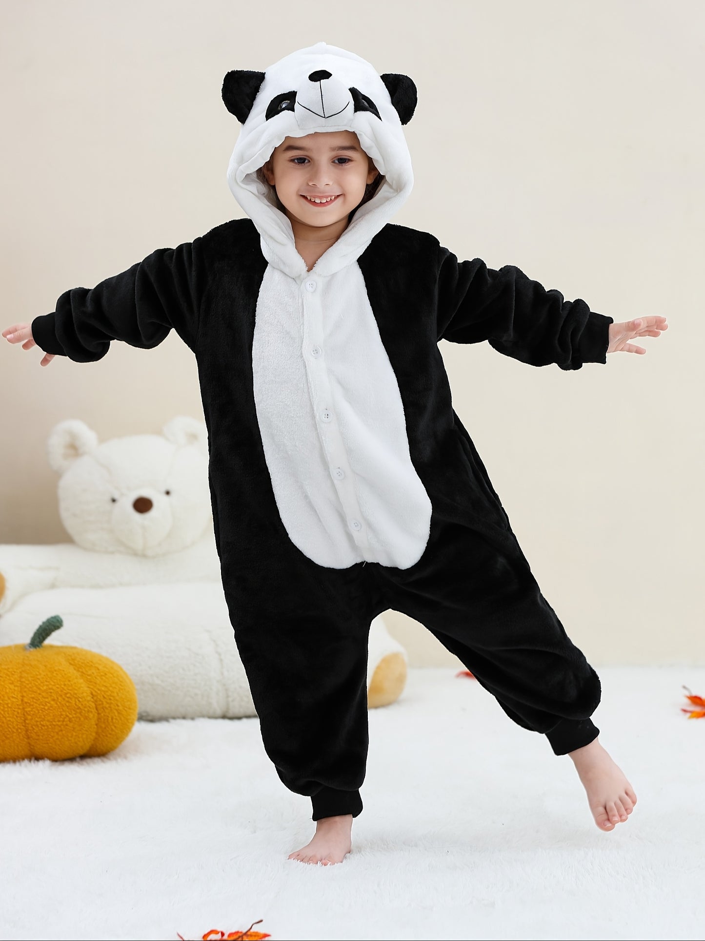 Animal Hooded Onesie Children's Flannel Clothing 4-12Y for Autumn and Winter