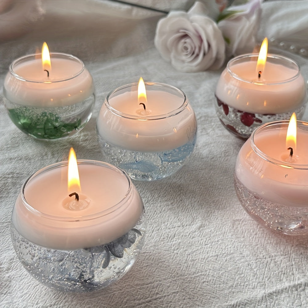 Eternal Fragrance Candle with Natural Soy Wax, Perfect for Wedding or Birthday, Decorated with Dried Flowers, Single Wick, Round Shape, Jar Container