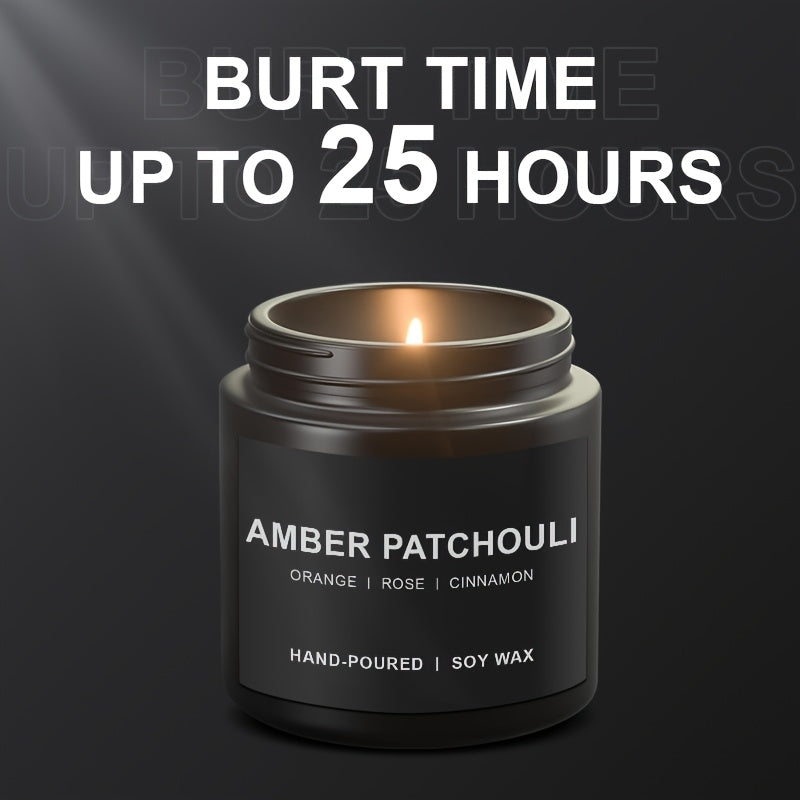 Men'S Amber Patchouli Scented Candle Gift Set - Available in 1pc or 4pcs, Long-Lasting 25/100 Hours, Ideal for Boyfriend or Father, Perfect Birthday or Father'S Day Present, Candle Gift Sets, Without Battery