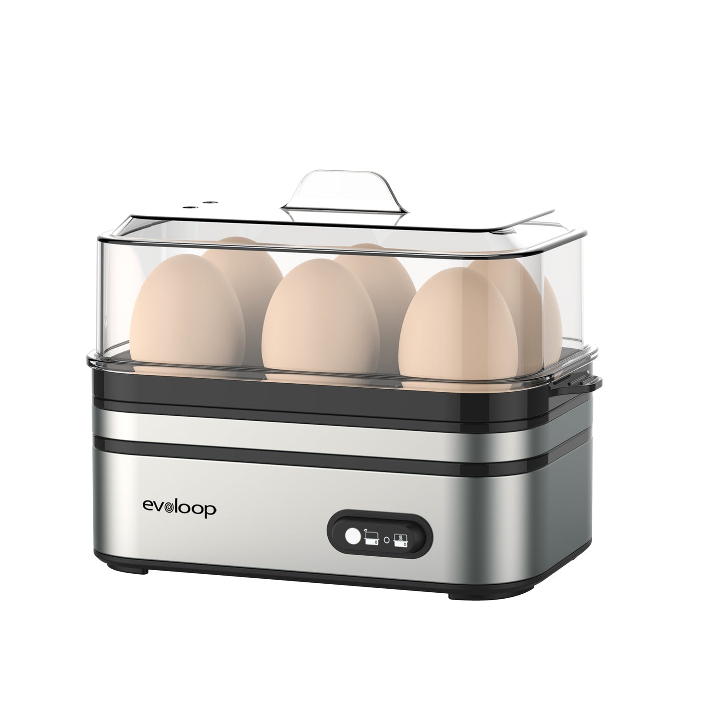Evoloop Rapid Egg Cooker - Effortlessly Craft Perfect Eggs Every Time with Auto Shut Off - 6 Egg Capacity for Hard Boiled, Poached, Scrambled, or Fluffy Omelets - Culinary Mastery in Minutes