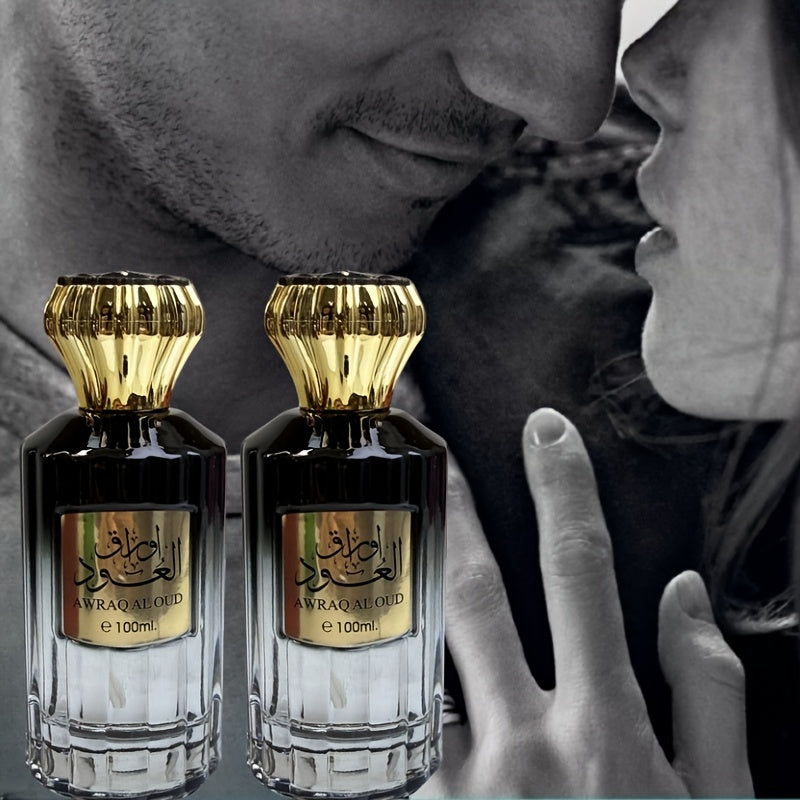 3.4oz Men's Perfume - Long-Lasting Woody & Sweet Fragrance, Paraben-Free, Elegant Golden Accents, Middle Eastern-Inspired Scent for Daily Wear & Valentine's Gift