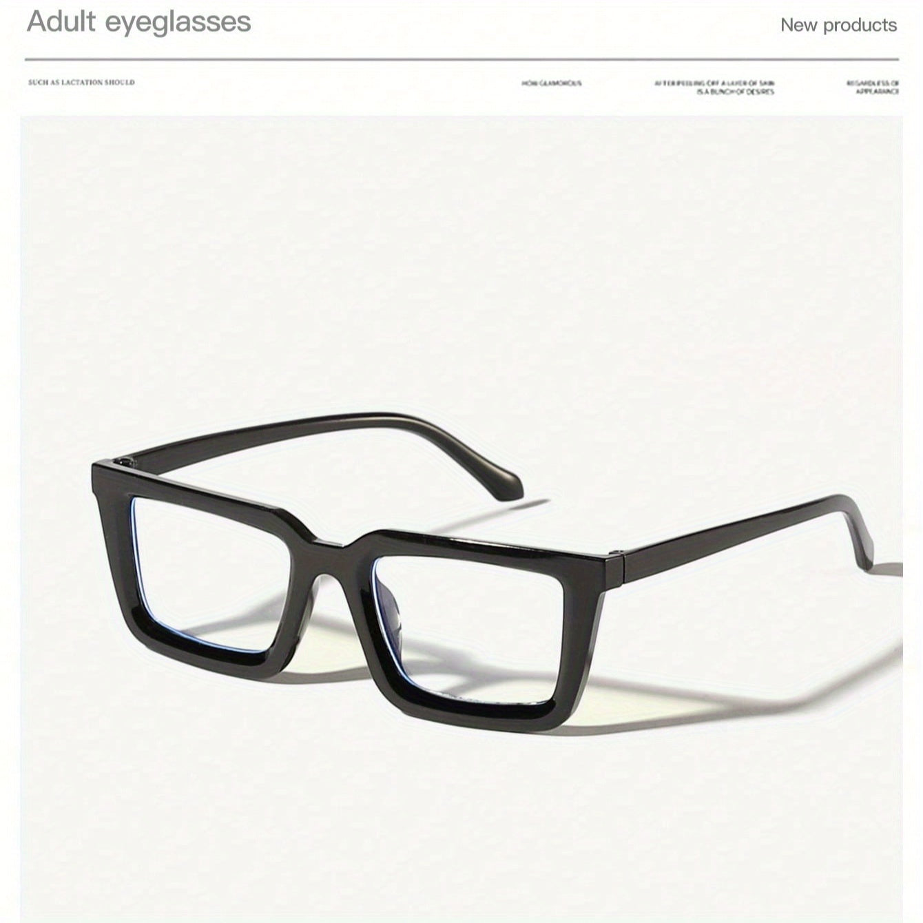 1pc Men's Lightweight Acrylic Rectangular Glasses - Bohemian Style Full-Rim Black Frame, Non-Prescription Decorative Lenses for Casual & Business Fashion Accessories, Versatile Eyewear | Minimalist Eyewear | Durable Eyeglasses