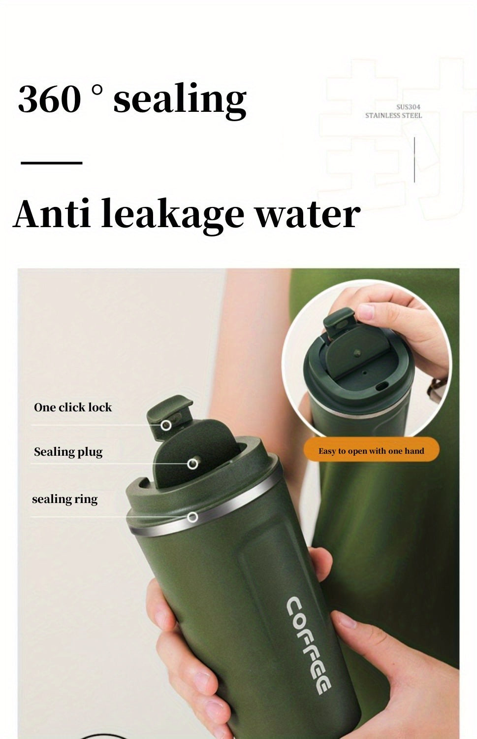 1pc Luxury Stainless Steel Insulation Coffee Mug - Keeps Drinks Hot/Cold for Hours, Reusable, Portable, High-end, Multipurpose, Ideal for Men and Women